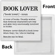 Book Lover Decor Rustic Book Lover Definition Wooden Sign Decorations Home Book Room Library Desk Table Shelf 5×5 Inches, Book Lover Gifts for Women Men Girls Boys