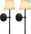 KDG Cordless Wall Sconces Set of 2, Small Wireless 5200mAh Rechargeable Battery Fabric LED Wall Lamps, Portables Lightings for Wall Painting, Living Room, Bedroom, Hallway, Gifts, Night Light (Black)