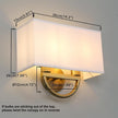 Yosoan White Fabric Cloth Boho Aged Brass Gold Wall Sconce Stairwell Fixture Light, 2-Light Indoor Hardwired Dual Vanity Wall Mount Vintage Antique Metal Base Lights Square Shade for Bedside Hallway