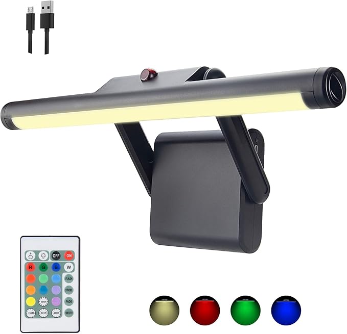 LUXSWAY Rechargeable Picture Light,Wireless Painting Lights,12 Colors Changing Artwork Lights with Rotate Head,10000mAh Display Art Lighting for Dart Board Poster Gallery