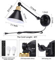 TRLIFE Dimmable Wall Sconce with Remote Control, Plug in Wall Sconces Dimming 10%-100% and Adjustable Color Temperature 2700K-6000K, Swing Arm Wall Lights with Plug in Cord, UL Listed(2 Pack, 2 Bulbs)