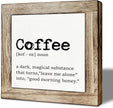Farmhouse Coffee Bar Sign, Coffee Wood Box Sign Kitchen Home Decor, Rustic Wooden Tabletop Decor, for Wall Table Top Desk Bar Accessories 5.9×5.9 inch