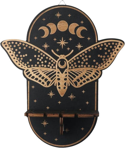 Lovely Wall Stand Wooden Crystal Stand Wall Hanging Display Stand,Aspen Crystal Shelf Display,Decorative Wooden Wall Shelving,Stone Storage Rack(Butterfly)