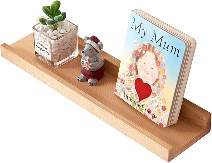 HOMWOO Floating Shelves Natural Wood Wall Shelves Wall Mounted Picture Ledge for Home, Living Room, Bedroom, Bathroom, Office,16 Inches (Natural,16 Inches)