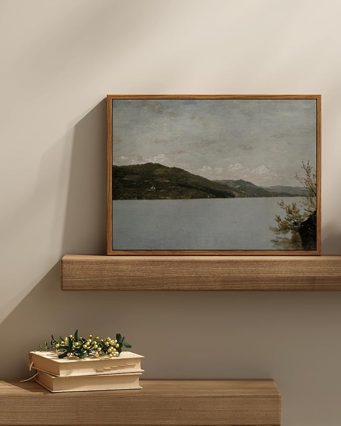 InSimSea Framed Canvas Wall Art Vintage Decor, Classical Landscape Paintings Artwork, Vintage Nature Decor, Retro Wall Decoration for Bedroom Living Room Bathroom, 12