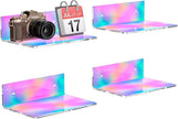 Sezanrpt 9 Inch Iridescent Wall Shelves, Acrylic Small Floating Shelf, Home Wall Display Shelf for Storage, Room Décor, Space Saving, Items Organizer, Bathroom Organizer, 4 Pack