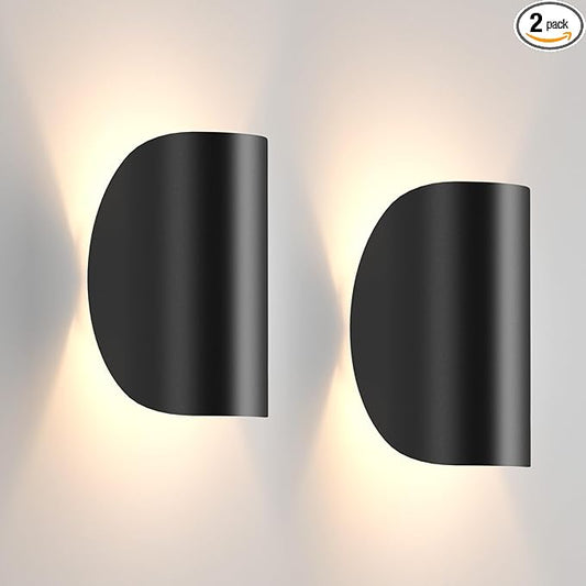 Aipsun Black Modern LED Wall Sconce Indoor Wall Lights 2 Packs Hardwired Up and Down Wall Mount Light for Living Room Bedroom Hallway Corridor Conservatory Warm White 3000K(with G9 Bulbs)