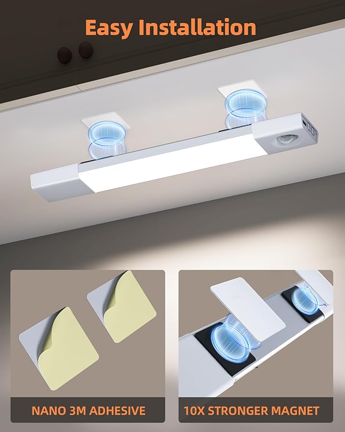 EZVALO 3 Pack Led Under Cabinet Lights Wireless with Charging Station, 7’’ Rechargeable Motion Sensor Light Indoor,3 Color Temperatures&Dimmable Closet Lights for Cabinets, Bookshelf, Stair, Hallway