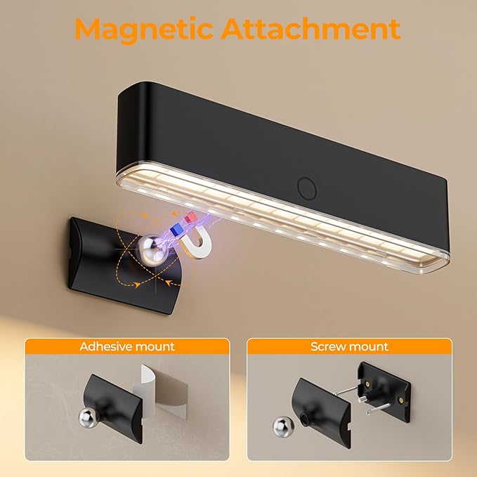 MOITA Battery Operated Wall Sconce Set of 2 Wireless Wall Lamp with Remote Control & Touch Control Rechargeable LED Wall Lights 3 Color Temperatures 360° Rotatable for Bedroom Living Room Black