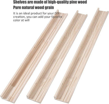 AZSKY 36 Inch Floating Shelves,Wall-Mounted Photo Ledge Shelves Set of 3,Natural Wood Shelves for Display Items What You Want,3 Same Sizes