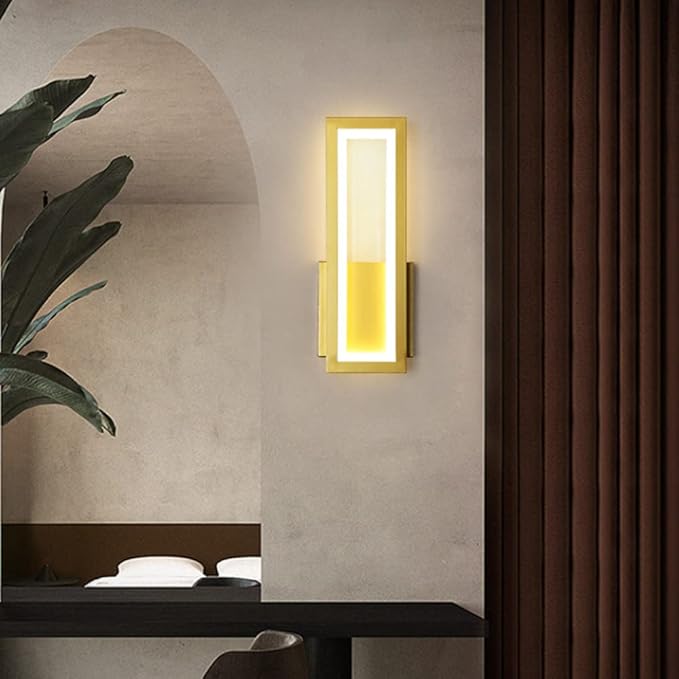 LED Wall Light Modern Metal Wall Sconce Lighting 16W Bedside Wall Lamp, Nordic Rectangle Wall Sconces Indoor Wall Wash Lights for Living Room Bedroom Bedside Hallway