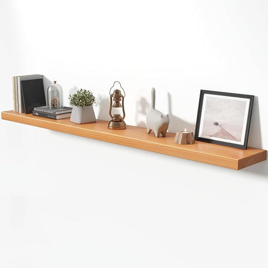 Axeman 72 Inch Floating Shelves for Wall, 9.3" Deep High End Solid Real Wood Wall Shelves with Heavy Duty Invisible Bracket for Living Room, Bedroom, Kitchen, Bathroom, Set of 1, Natural