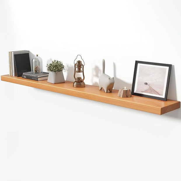 Axeman 72 Inch Floating Shelves for Wall, 9.3" Deep High End Solid Real Wood Wall Shelves with Heavy Duty Invisible Bracket for Living Room, Bedroom, Kitchen, Bathroom, Set of 1, Natural