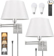 TRLIFE Dimmable Wall Sconce with Remote Control, Adjustable Color Temperature 2700K-6500K and Dimming 10-100% Swing Arm Wall Lights with Plug in Cord, 11.8
