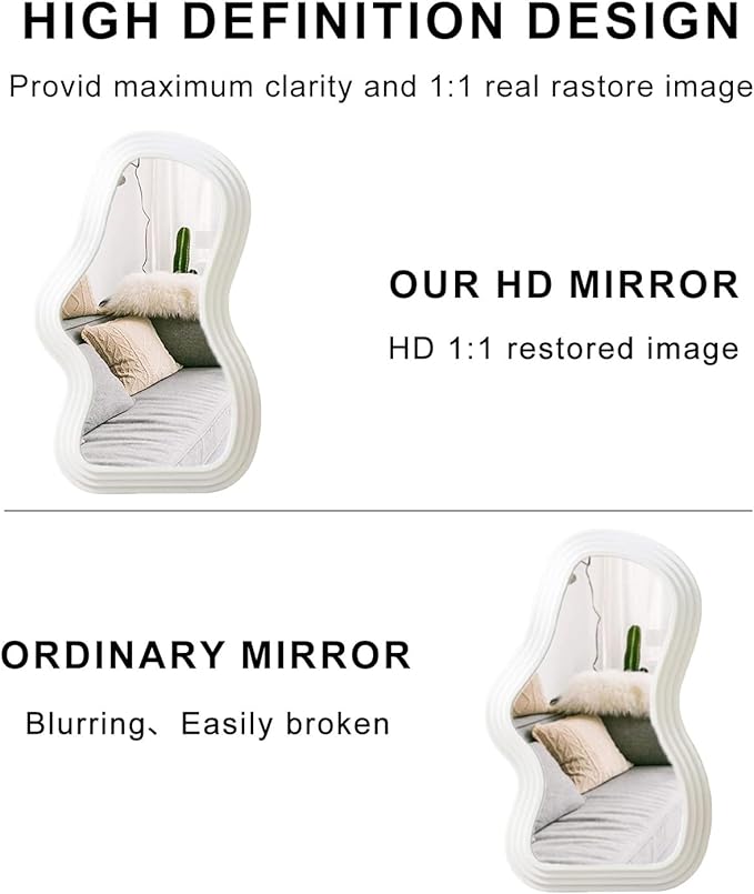 Mokoze Asymmetrical Wall-Mounted Mirror, Creative Unique Decorative Mirrors, Funky Wavy Mirror 16.14
