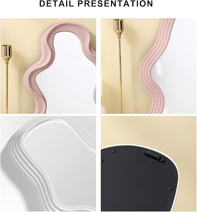 Mokoze Asymmetrical Wall-Mounted Mirror, Creative Unique Decorative Mirrors, Funky Wavy Mirror 16.14