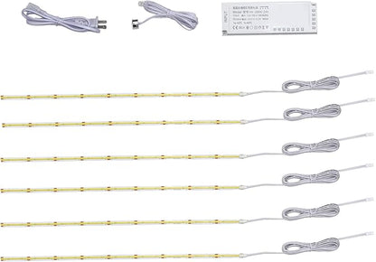 6 Pcs COB LED Strips Bright Dispaly Case Under Cabinet Light,Adhesive Backing Adjustable Brightness, Wardrobes Cabinet,Flexible LED Strips Light (Cool White, 6 * 40inch LED Strips)
