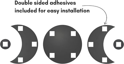 Americanflat Adhesive Mirror Tiles - Set of 5 Moon Phase Mirrors for Wall and Home Decor - Peel and Stick Mirrors - Modern Glass Mirror for Bathroom, Bedroom, Living Room