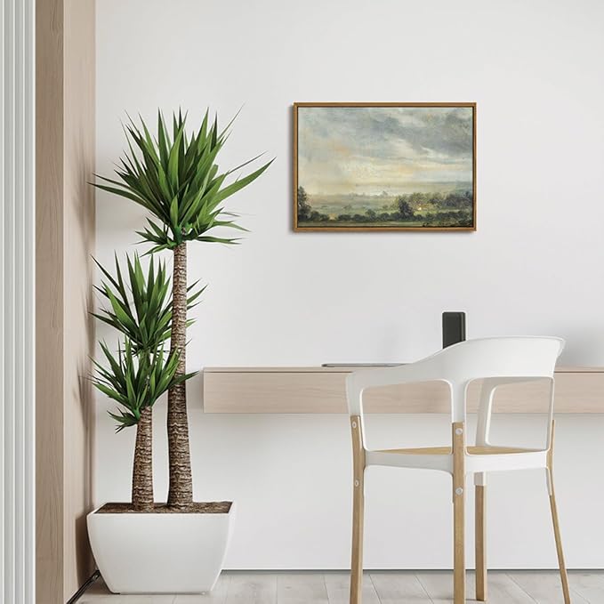 OIQArtOIQ Vintage Framed Wall Art Pastoral Landscape Canvas Art Prints Rustic Farmhouse Pictures Wall Decor Modern Cottagecore Paintings Artwork For Bedroom Kitchen Bathroom Office Living Room