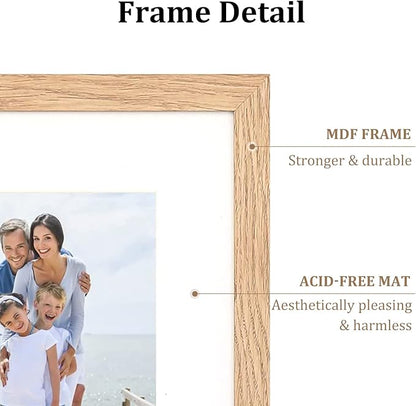 8x10 Picture Frame Set of 4, Made of Perspex Glass, Display Picture 5x7 with Mat or 8x10 without Mat, Wood Grain Photo Frame for Wall Mounting or Tabletop Display for Birthday Christmas Gifts