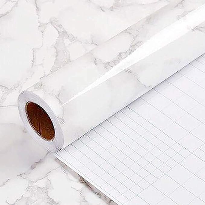 Yancorp White Gray Contact Paper Marble Wallpaper Peel and Stick Countertops Backsplash for Kitchen Waterproof Renter Friendly Wallpaper Papel Tapiz para Pared (11.8"X120")