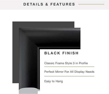 MCS 29.5x41.5 Large Wall Mirror, Classic Black Mirror, Vertical & Horizontal Wall Hanging Mirror for Bathroom, Bedroom & Livingroom