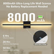 Battery Operated Wall Sconces Set of Two - Wireless Rechargeable Wall Light with Remote - Black Gold LED Wall Lamp Dimmable Modern Home Decor for Bedroom Living Room 31.5 Inch (2 Pack)