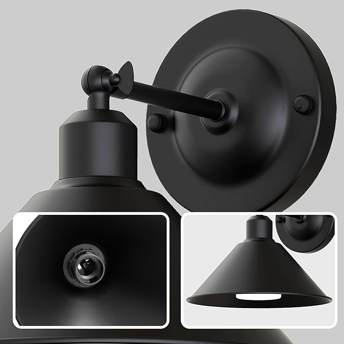 DORESshop Black Vintage Battery Operated Wall Sconces Set of 2, Wireless Battery Powered Wall Lights with Remote Control, Rechargeable Wall Sconce for Living Room, Bedroom Farmhouse