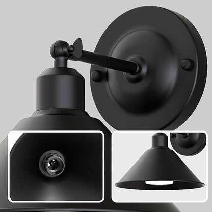 DORESshop Black Vintage Battery Operated Wall Sconces Set of 2, Wireless Battery Powered Wall Lights with Remote Control, Rechargeable Wall Sconce for Living Room, Bedroom Farmhouse