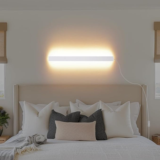 Modern Plug in Wall Sconces, 23.6 inch Frosted White LED Long Wall Lights, 12W Warm White 3000K Acrylic Indoor Wall lamp,with 59" Plug Cable for Bedroom, Living Room, Bathroom Makeup, Hallway