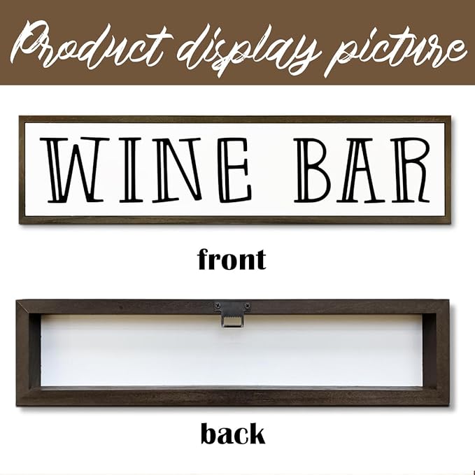 Wine Bar Sign, Rustic Wooden Hanging Signs, Farmhouse Home Decoration for Kitchen Bar, Wall Decor Art, Wine Club Decor, Decorative Wooden Signs and Plaques, 17.8x4x1.2 inches