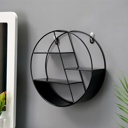 Round Wall Shelf - Circular Wall Shelf | Round Floating Shelves | Wall-Mounted Storage Rack | Floating Shelves Metal Shelf Decoration for Bedroom Living Room Bathroom Kitchen Office
