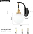1-Light Bathroom Wall Sconce Light,Black and Gold Vanity Lighting with White Milk Globe Glass Shade, Vintage Wall Light Fixture Wall Lamp Wall Mount Light for Bedroom Hallway