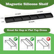 30 Inch Silicone Stove Top Shelf Magnetic for Kitchen, Strong Magnetic Heat Resistant Spice Rack Organizer for Over Stove Oven (Black)