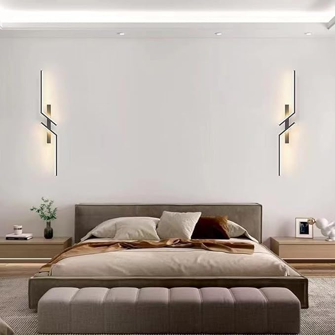 Modern LED Wall Lights, 3 Color Temperature Minimalist Wall Sconce Lighting, Wall Light Fixtures Sconce for Bathroom Bedroom Living Room Black (100cm)