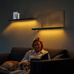 BAMEOS Floating Shelves with LED Light, Wall Mounted Wooden Shelves with Invisible Brackets, Set of 2, Hanging Wall Shelves for Bedroom, Bathroom, Living Room and Kitchen(31