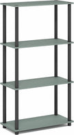 Furinno Turn-N-Tube Storage Shelves, 4-Tier Toolless Book Shelf, Corner Shelf, Toolless Open Shelves, for Organization and Storage, Living Room, Garage, Home Office, Sage Green