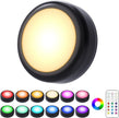 Cadrim Puck Lights, 1 Pack 13 Colors Changeable LED Puck lightings Battery Powered Dimmable Under Cabinet Lights, Battery Powered Under Counter Lights with 1 Wireless Remote Controls, Black