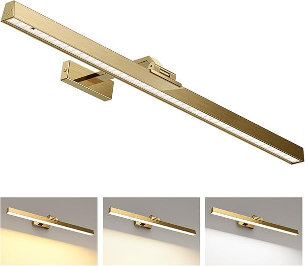 Picture Lights for Wall, Brass Battery Operated Picture Light 24in Art Light CCT Dimmable Recharging Battery Wall Light with Remote Control for Living Room Gallery
