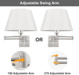 TRLIFE Dimmable Wall Sconce with Remote Control, Adjustable Color Temperature 2700K-6500K and Dimming 10-100% Swing Arm Wall Lights with Plug in Cord, 11.8