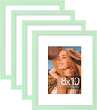 Vittanly 8x10 Picture Frames Set of 4, Display Pictures 5x7 with Mat or 8x10 without Mat, Gallery Wall Frame Set for Wall or Tabletop, Engineered Wood with Shatter Resistant Plexiglass, Light Green