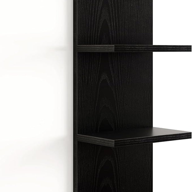 Fun Memories 4 Tier Wall Shelf Unit, Vertical Floating Shelf, Wall Mount Lack Shelving Home Decor Organizer Tall Tower Design Utility Shelving for Bedroom Living Room, Black