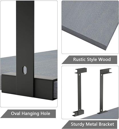 SRIWATANA Rustic Corner Shelf, 2-Tier Wood Wall Shelf, Wall Mounted Storage Shelves for Bedroom, Living Room, Bathroom, Weathered Grey