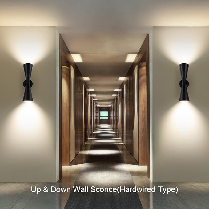 Wall Sconces Set of Two, Bathroom Sconces Lighting 13 inch Black Modern Sconces Wall Decor Set of 2 Indoor Wall Light Fixtures for Living Room Hallway Staircase Bedroom Hardwired
