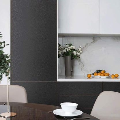 Black Silk Wallpaper Embossed Self Adhesive Peel and Stick Wallpaper Contact Paper Removable Waterproof Kitchen Vinyl Wrap Cabinet Furniture Textured Renter Friendly Wall Gift Paper 23.6" x 196.8"