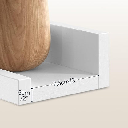 HOOBRO Floating Shelves, Wall Shelf Set of 3, 35.4 Inches Hanging Shelf with Raised Edge and Invisible Brackets, for Bathroom, Bedroom, Kitchen, Office, Living Room Decor, White WT90BJ01