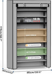 Mavivegue Shoe Rack with Cover, 10+1 Tier Tall Shoe Storage for 50-55 Pairs of Shoes, Shoe Organizer for Entryway, Closet, Garage, Grey