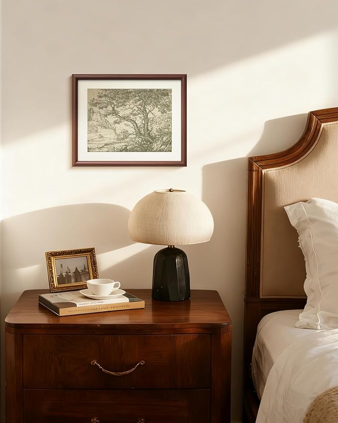 InSimSea Brown Framed Oak Tree Wall Art, Vintage Farmhouse Cottage Landscape Sketch Painting decor for Living Room Library Hallway Shelf,11x14in, with Acrylic Panel, Canvas Prints Picture