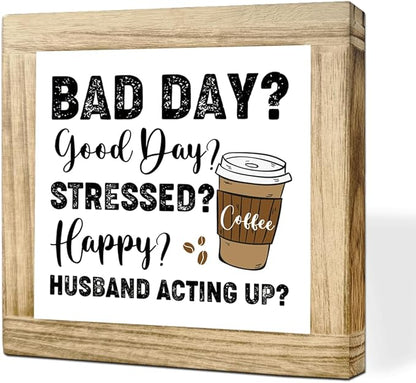 Funny Coffee Quotes Sign Funny Cafe Decor Sign Rustic Coffees Bar Signs Handmade Rustic Wall Art Farmhouse Cafe Wooden Decoration Coffee Lover Gift For Kitchen Bar Office Decor 5.9x5.9 Inch