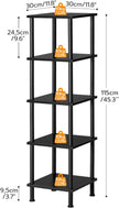 HOOBRO 5-Tier Corner Shelf Stand, Corner Square Rack Display Shelf, Tall Storage Rack Plant Stand, Corner Bookcase for Small Spaces, Living Room, Home Office, Kitchen, Black BK50CJ01